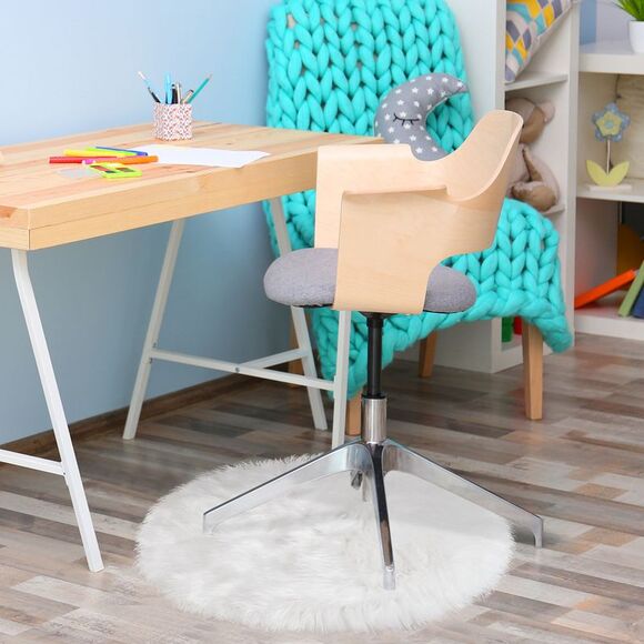 Faux Fur Round Rug Fluffy Area Rugs for Bedroom 2 x 2 Feet Snow White - Picture 4 of 6